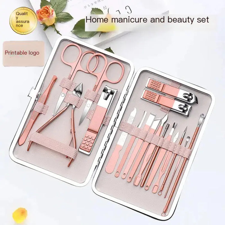 Rose Gold Stainless Steel Nail Clipper Tool Set (18 Pcs) Frezze_Luxe
