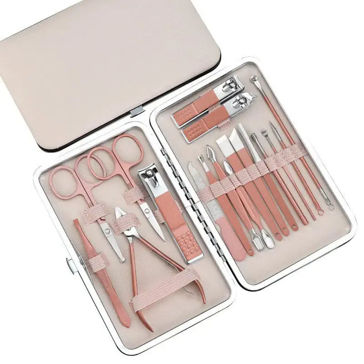 Rose Gold Stainless Steel Nail Clipper Tool Set (18 Pcs) Frezze_Luxe