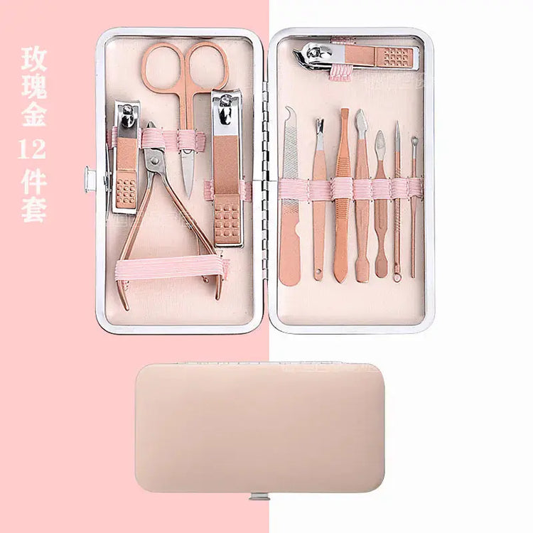 Rose Gold Stainless Steel Nail Clipper Tool Set (18 Pcs) Frezze_Luxe