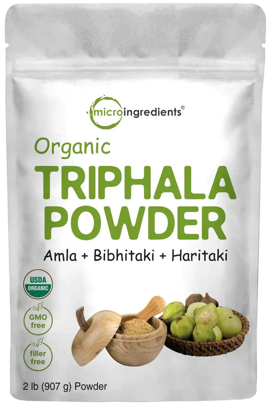 Micro Ingredients Organic Triphala Powder 2 Pounds (Amla + Haritaki + Bibhitaki) | India Origin Herbal Adaptogen Supplement Supports Colon & Immune Health | Vegan No GMOS Frezze_Luxe
