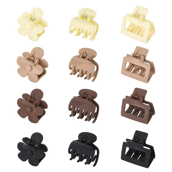 MINMUNJIU Small Hair Clips for Thin Hair 12 Pack Matte Small Medium Claw Clips Ranging from 1.57-2 Inch for Thin Fine Short Hair Non-slip Claw Clips for Women and Girls Frezze_Luxe