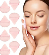 48 Pcs Makeup Powder Puff - Triangle Powder Puff for Face Powder Velour Press Powder Puff for Flawless Finish Portable Powder Puff with Case Beauty Tools Puff for Makeup Pink Frezze_Luxe