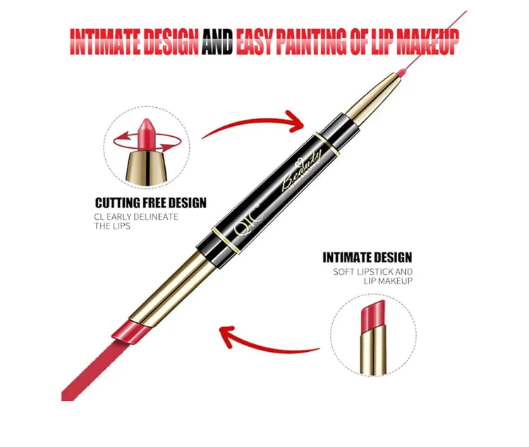 Petansy 5Pcs Double Head Matte Lipstick Set Lip Liner & Lipstick Set Long Lasting Waterproof Moisturizing Lipstick Set(D) Frezze_Luxe