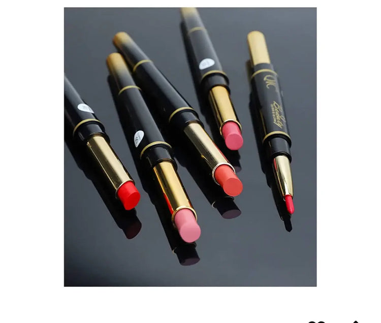 Petansy 5Pcs Double Head Matte Lipstick Set Lip Liner & Lipstick Set Long Lasting Waterproof Moisturizing Lipstick Set(D) Frezze_Luxe