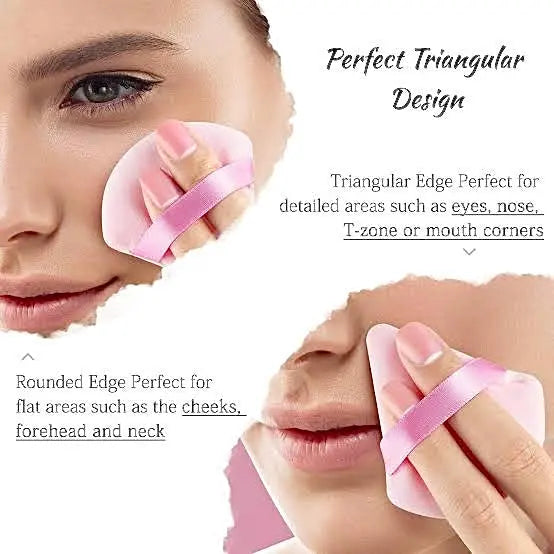 48 Pcs Makeup Powder Puff - Triangle Powder Puff for Face Powder Velour Press Powder Puff for Flawless Finish Portable Powder Puff with Case Beauty Tools Puff for Makeup Pink Frezze_Luxe
