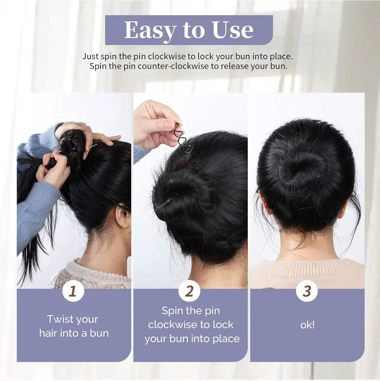 OMYZERO 60Pcs Non-Scratch Round Tips Spiral Bobby Hair Pins Spin Pins Twist Screw Hair Pin for Women Bun Hair Style DIY (Black) Frezze_Luxe