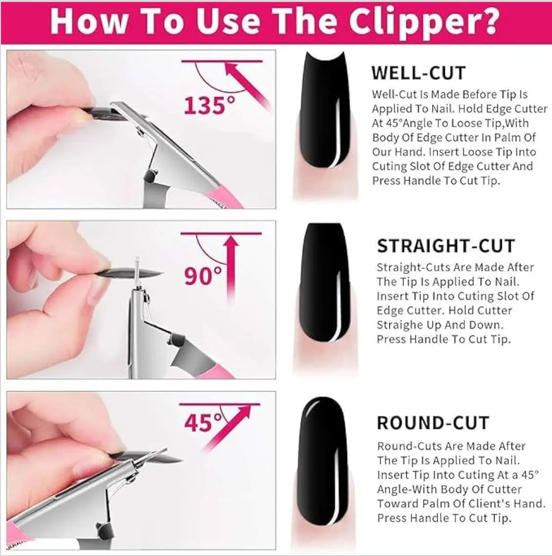 Professional Acrylic False Nail Clippers for Acrylic Nails Nail Tip Cutter Nail Manicure Tool (Rainbow) Frezze_Luxe