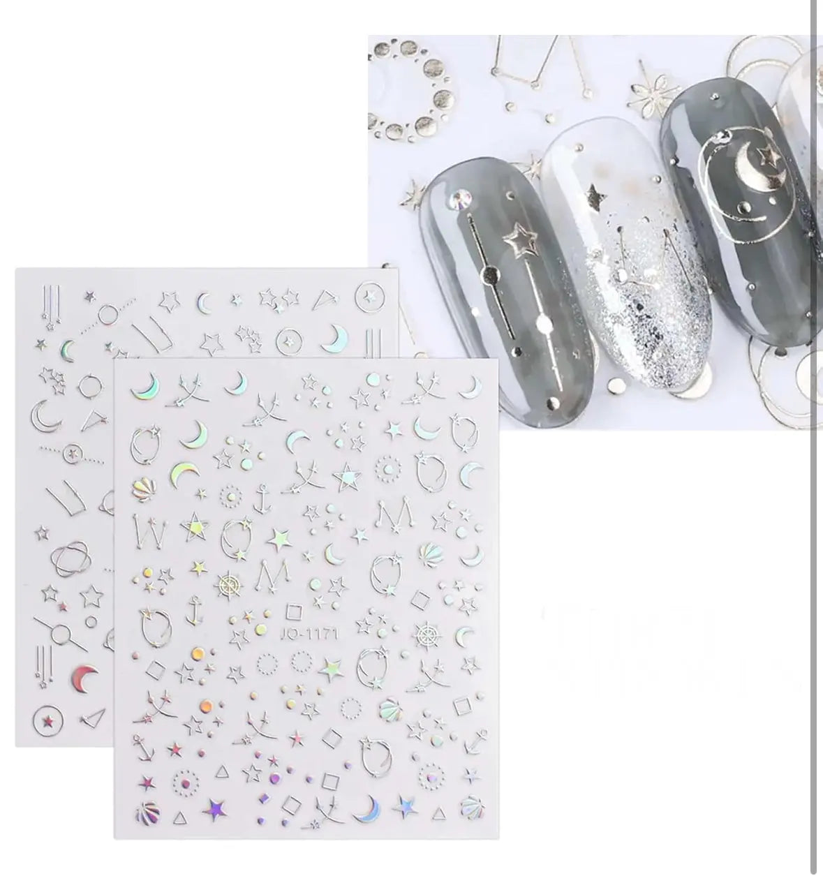 VOTACOS 12 Sheets Aurora Star Nail Art Stickers 3D Shiney Nail Decals Self-Adhesive Nail Art Supplies Glitter Holographic Star Heart Moon Nail Art Design Nail Accessories for Women Nail Decorations. Frezze_Luxe