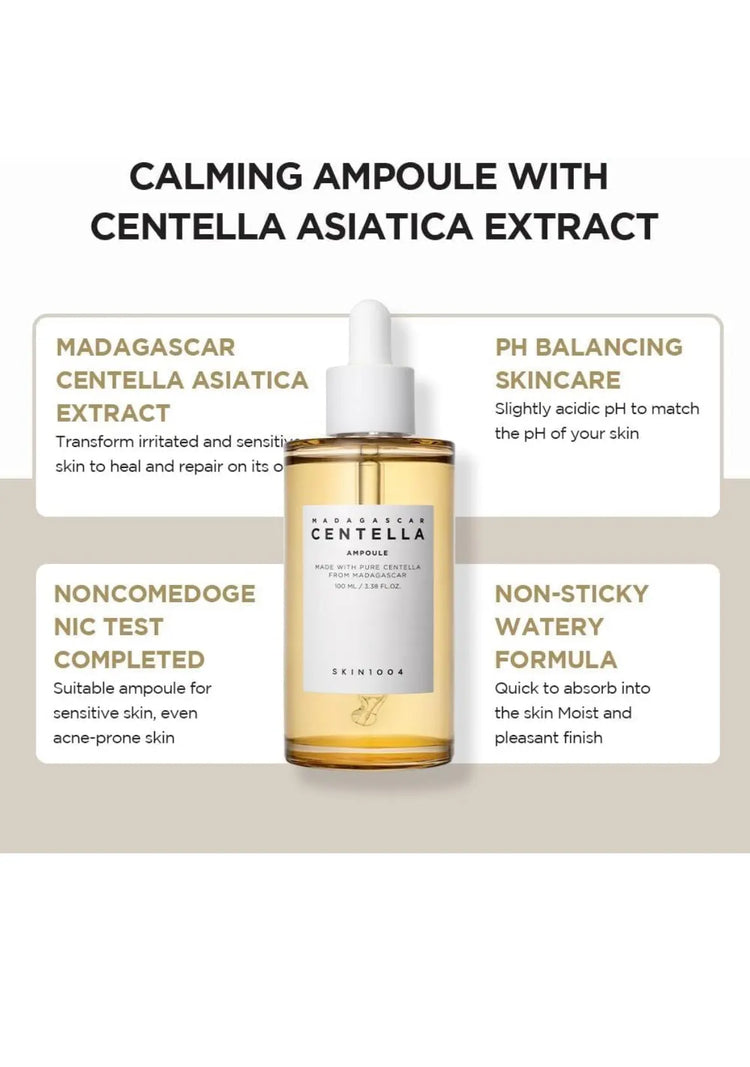 Skin1004 Madagascar  100 Ampoule (100ml or 3.38 floz) / Facial Serum / 100% Centella Asiatica Extract/For soothing sensitive and acne-prone skin Frezze_Luxe