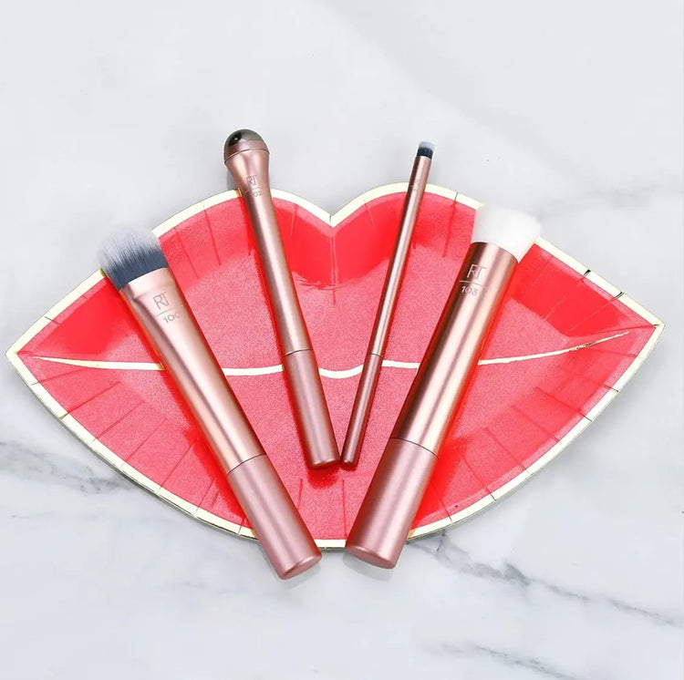Real Techniques Prime Makeup Brush Set Ideal for Exfoliating & Applying Primers Moisturizers & Serums Skincare Tools Synthetic Bristles Cruelty-Free & Vegan 4 Piece Set frezze_luxe