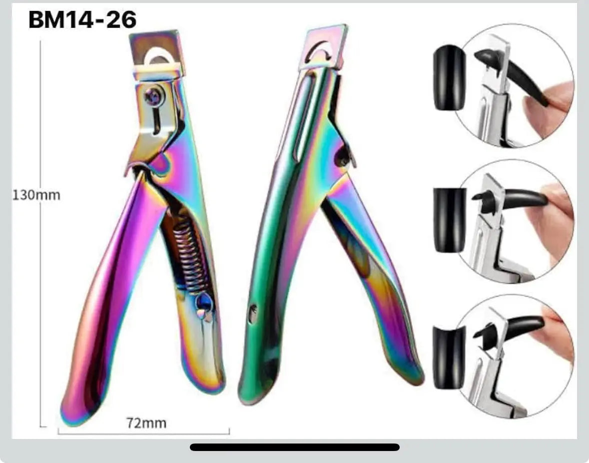 Professional Acrylic False Nail Clippers for Acrylic Nails Nail Tip Cutter Nail Manicure Tool (Rainbow) Frezze_Luxe