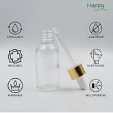 Bumobum 5 Pcs 1 oz Dropper Bottle Clear Eye Dropper Bottles with 2 Droppers 1 Funnel 1 Pipette & 8 Labels 30 ml Tincture Bottles with Dropper for Essential Oils Serums Hair Oils Body Cuticle Oils frezze_luxe