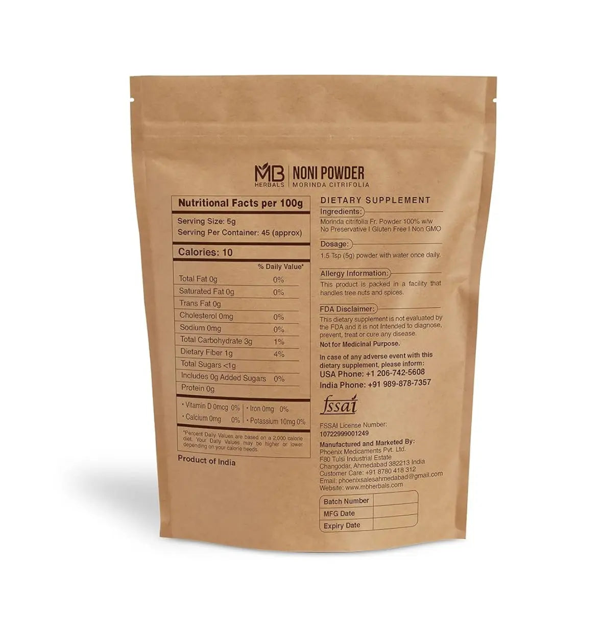 MB Herbals Noni Powder 227 Gram | 8 oz | Abundant Antioxidants and Amino Acids | Improves Immunity & Antiageing Frezze_Luxe