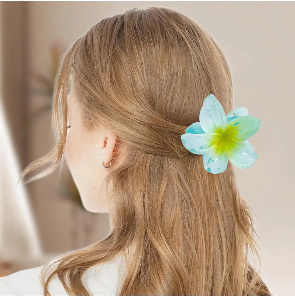 Flower Hair Claw Clips - Hawaiian Flower Hair Claw Clips for Women | Preppy Flower Hair Clip | Claw Clips for Thin Hair | Flower Strong Hold jaw clip | Hair Claw Clips for Girls Frezze_Luxe