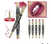 Petansy 5Pcs Double Head Matte Lipstick Set Lip Liner & Lipstick Set Long Lasting Waterproof Moisturizing Lipstick Set(D) Frezze_Luxe