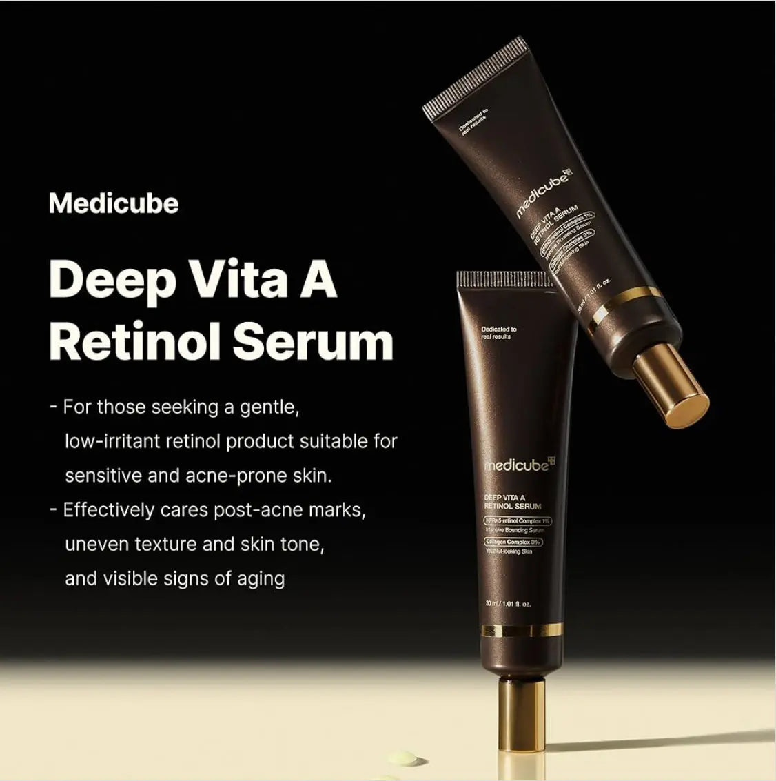 Medicube Deep Reviving Bakuchiol Retinol Facial Serum - Anti-Aging 4th Gen Retinol & Bakuchiol - Targets Fine Lines Uneven Skin Tone Blemish Scars - Korean Skin Care Low Irritant 1.69 oz Frezze_Luxe