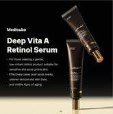 Medicube Deep Reviving Bakuchiol Retinol Facial Serum - Anti-Aging 4th Gen Retinol & Bakuchiol - Targets Fine Lines Uneven Skin Tone Blemish Scars - Korean Skin Care Low Irritant 1.69 oz Frezze_Luxe