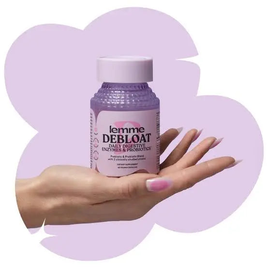 Lemme Debloat 3-in-1 Prebiotic Probiotic & Digestive Enzyme Capsules for Bloating & Gas Relief - 2 Clinically Studied Probiotics w/5 Digestive Enzymes to Improve Digestion Women & Men Vegan 60 ct Frezze_Luxe