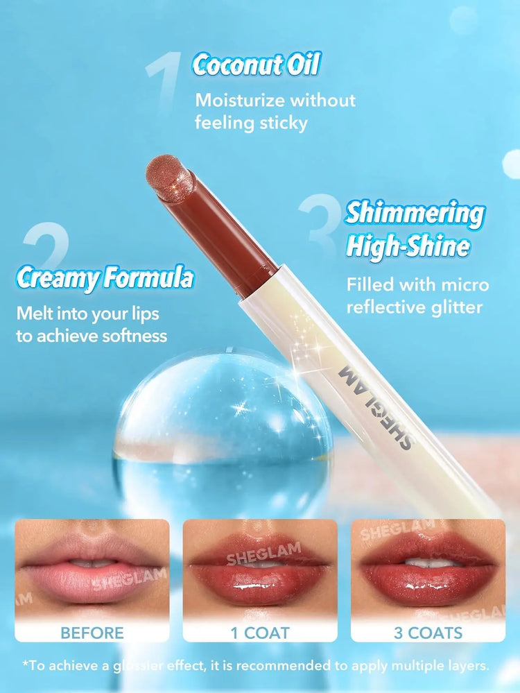 SHEGLAM Pout-Perfect Moisturizing Solid Lip Gloss Shimmer Lip Plumper - Sepia Kiss Frezze_Luxe