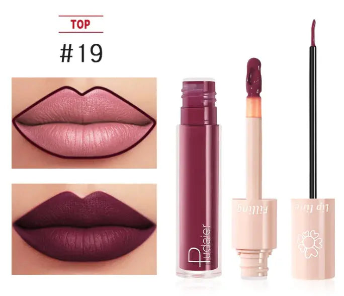 Pudaier Dual Lipstick and Lip Gloss Liquid Set Frezze_Luxe