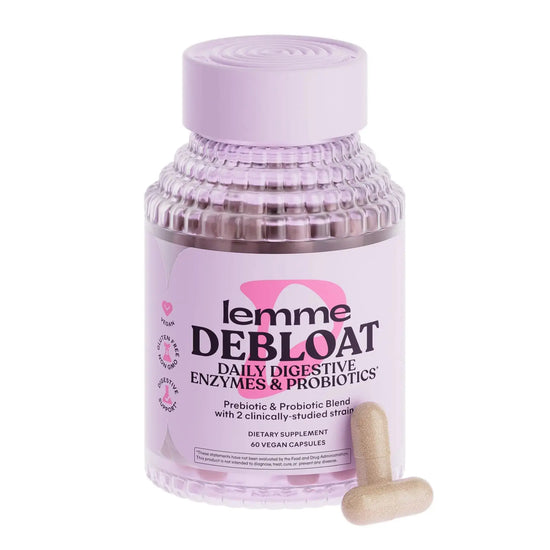 Lemme Debloat 3-in-1 Prebiotic Probiotic & Digestive Enzyme Capsules for Bloating & Gas Relief - 2 Clinically Studied Probiotics w/5 Digestive Enzymes to Improve Digestion Women & Men Vegan 60 ct Frezze_Luxe