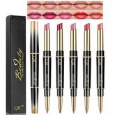 Petansy 5Pcs Double Head Matte Lipstick Set Lip Liner & Lipstick Set Long Lasting Waterproof Moisturizing Lipstick Set(D) Frezze_Luxe