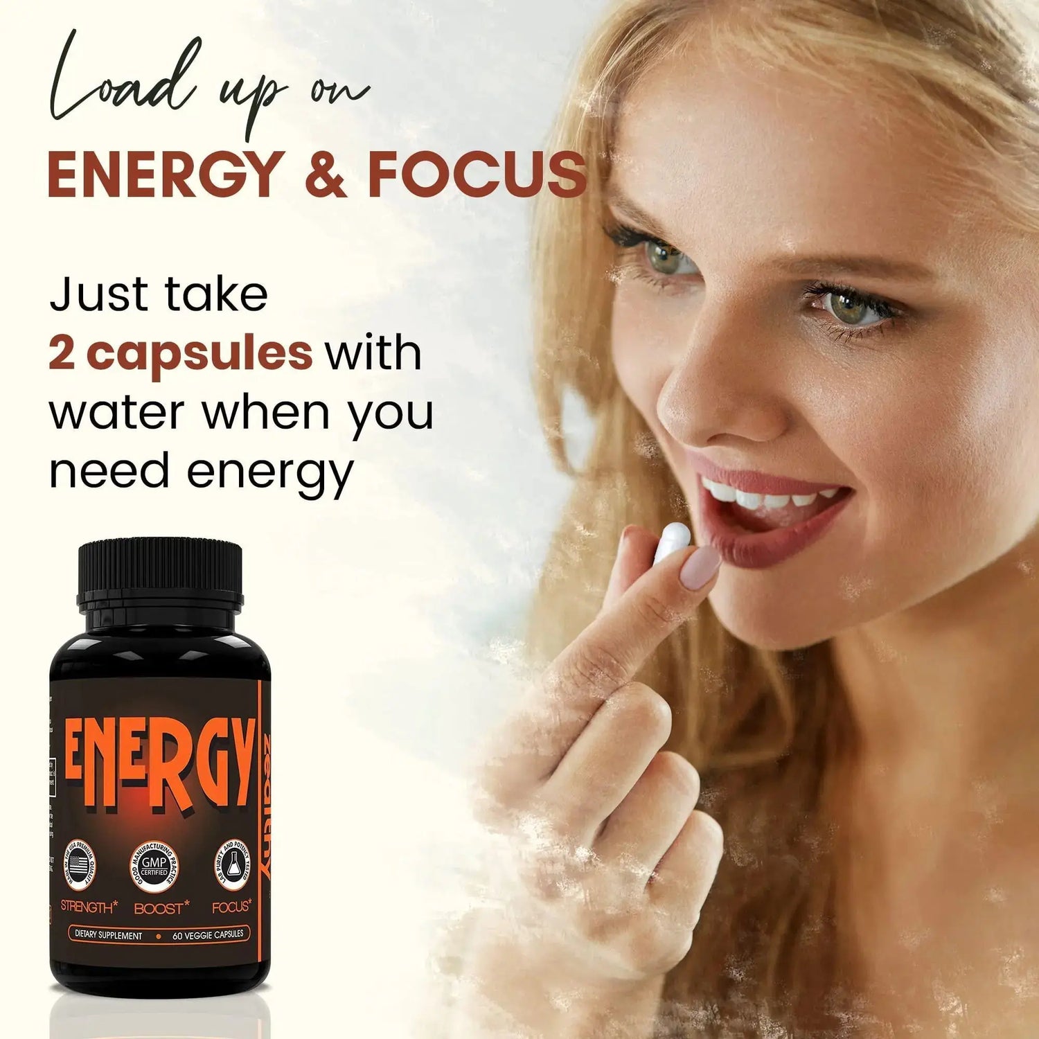 Caffeine Pills Alternative to an Energy Drink Energy Gel Energy Gummies 60 Pills Frezze_Luxe
