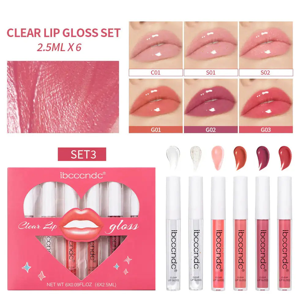 Transparent Lip Gloss Set with Liquid Lipstick Frezze_Luxe