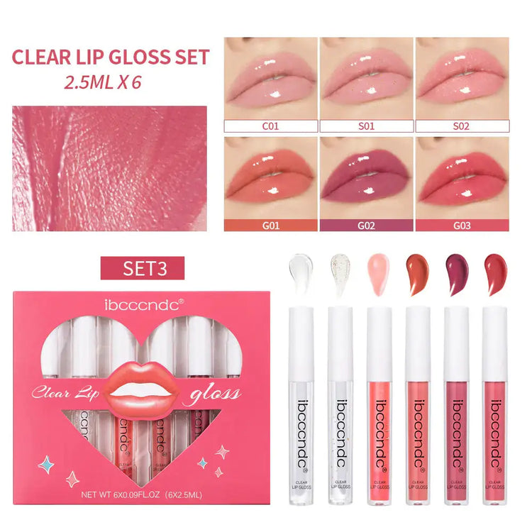Transparent Lip Gloss Set with Liquid Lipstick Frezze_Luxe