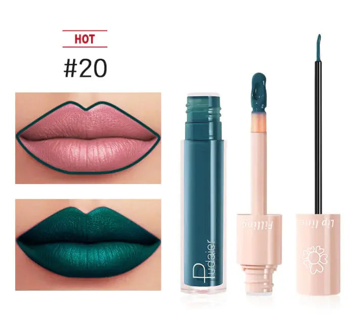 Pudaier Dual Lipstick and Lip Gloss Liquid Set Frezze_Luxe