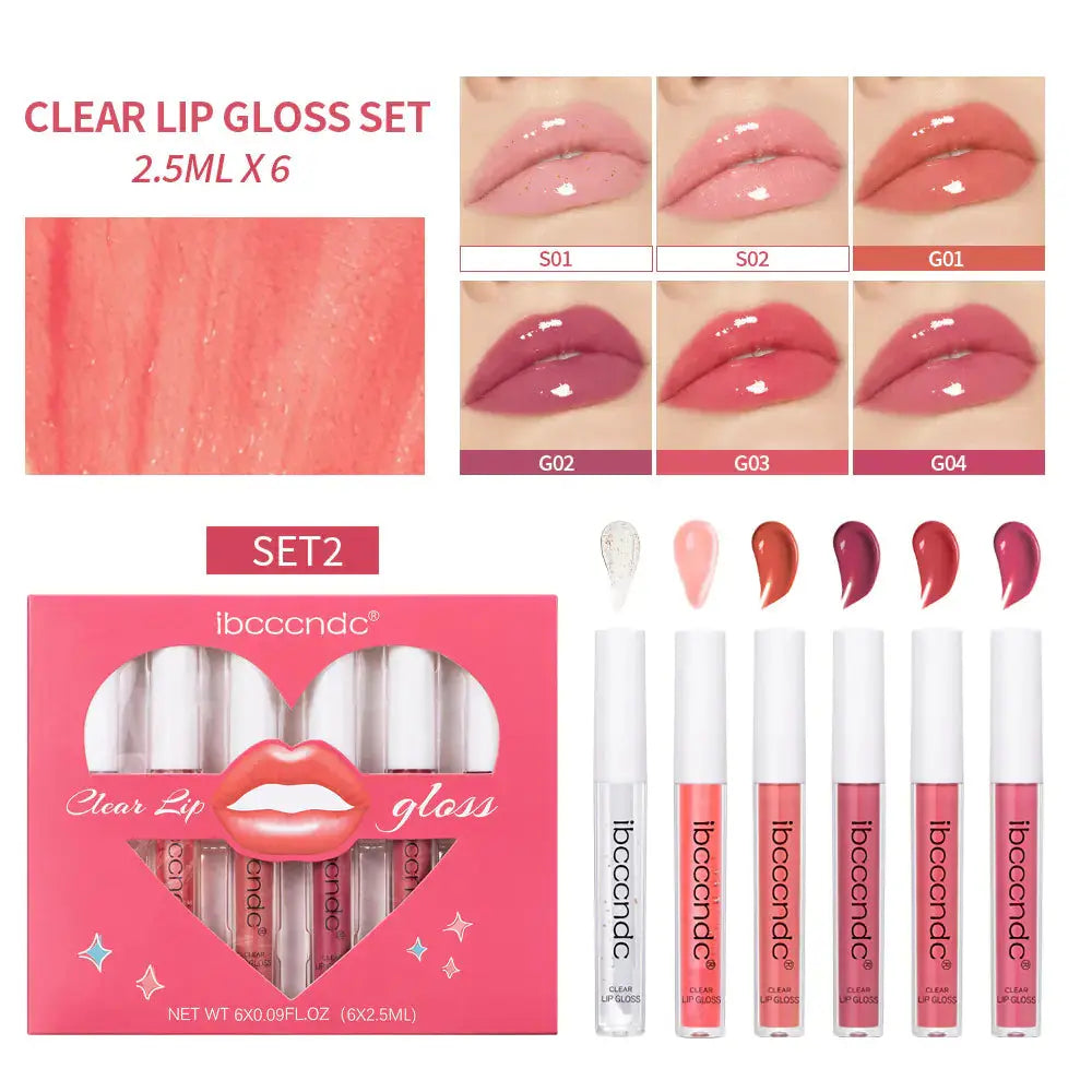 Transparent Lip Gloss Set with Liquid Lipstick Frezze_Luxe