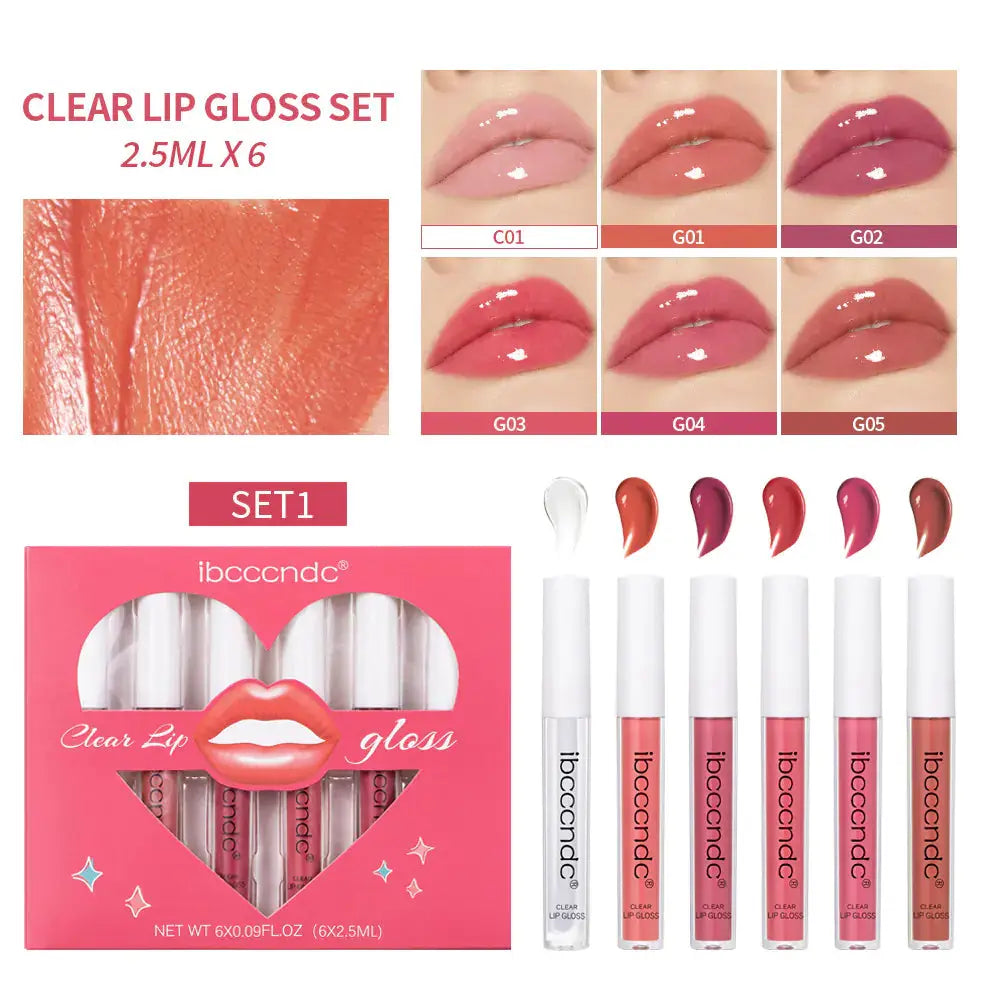 Transparent Lip Gloss Set with Liquid Lipstick Frezze_Luxe